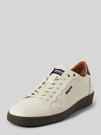 Peek & Cloppenburg Blauer USALedersneaker mit Label-Details Modell 'MURRAY' in weiss