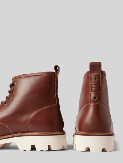 Peek & Cloppenburg Blauer USASchnürboots Aus Leder Mit Label-Detail Modell 'RUSK03' In Cognac