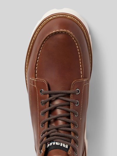 Peek & Cloppenburg Blauer USASchnürboots Aus Leder Mit Label-Detail Modell 'RUSK03' In Cognac