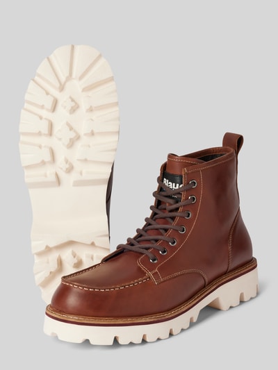 Peek & Cloppenburg Blauer USASchnürboots Aus Leder Mit Label-Detail Modell 'RUSK03' In Cognac