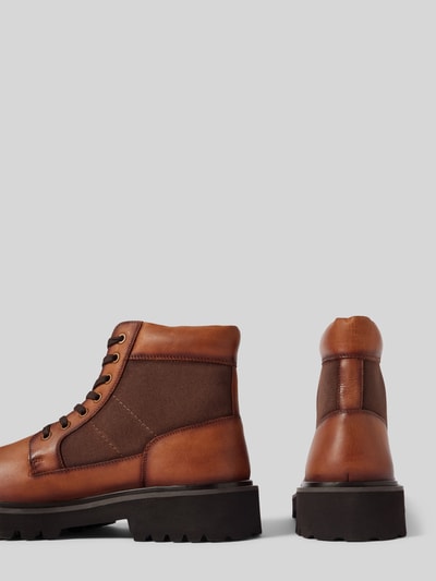 Peek & Cloppenburg Blauer USASchnürstiefel Mit Label-Detail Modell 'BUXTON' In Cognac