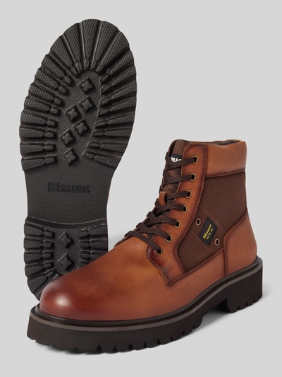 Peek & Cloppenburg Blauer USASchnürstiefel Mit Label-Detail Modell 'BUXTON' In Cognac