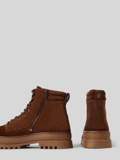 Peek & Cloppenburg Blauer USASchnürstiefel Mit Strukturierte Sohle Modell 'IUKA' In Mittelbraun