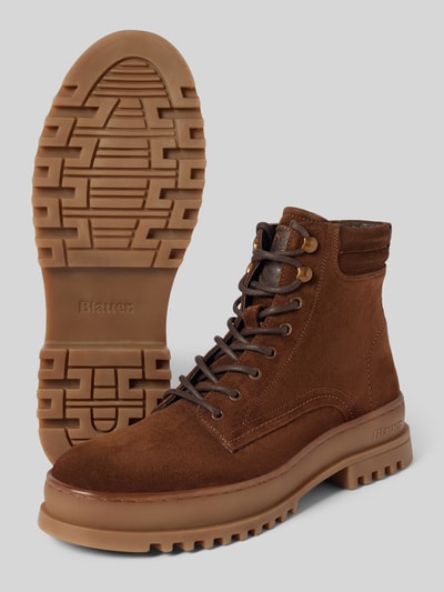 Peek & Cloppenburg Blauer USASchnürstiefel Mit Strukturierte Sohle Modell 'IUKA' In Mittelbraun