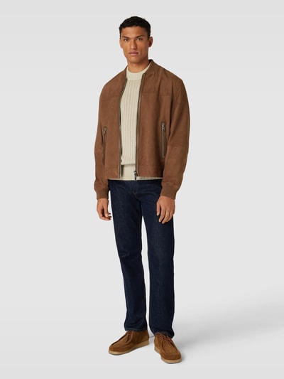 Peek & Cloppenburg BOSS OrangeStrickpullover in Melange-Optik Modell 'Kriben' in beige