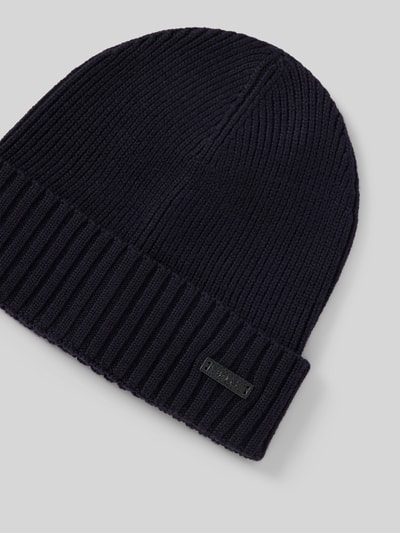 Peek & Cloppenburg BOSSBeanie Mit Label-Badge Modell 'Fati' In Dunkelblau