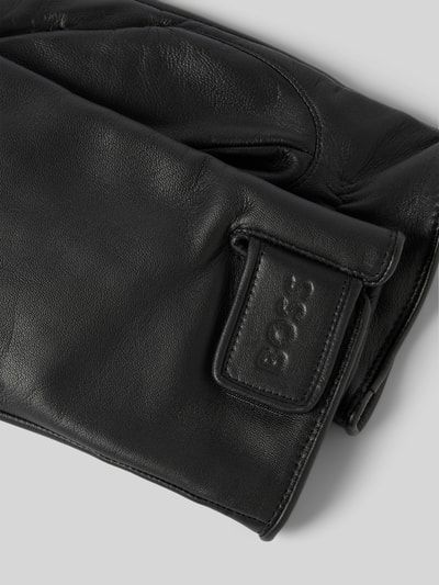 Peek & Cloppenburg BOSSLederhandschuhe Mit Label-Detail Modell 'Helkop' In Black