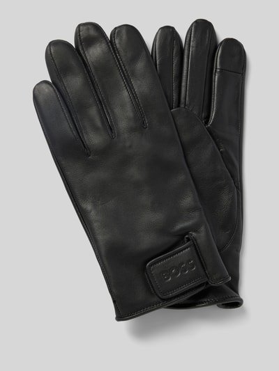 Peek & Cloppenburg BOSSLederhandschuhe mit Label-Detail Modell 'Helkop' in black