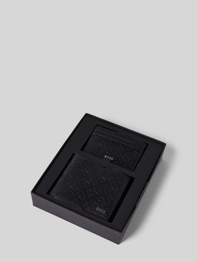 Peek & Cloppenburg BOSSLederportemonnaie Mit Strukturmuster Modell 'Outline' In Black