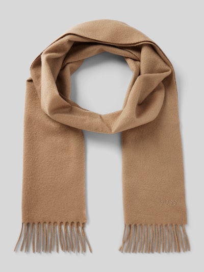 Peek & Cloppenburg BOSSSchal aus Kaschmir mit Label-Stitching Modell 'Scottas' in mittelbraun