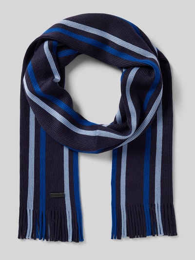 Peek & Cloppenburg BOSSSchal aus Schurwolle mit Label-Detail Modell 'Albas' in marine