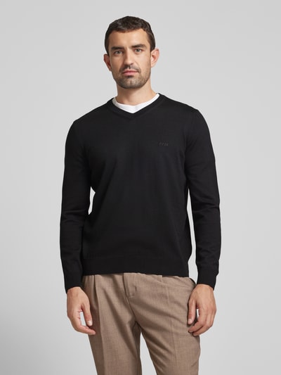 Peek & Cloppenburg BOSSStrickpullover Aus Schurwolle Modell 'Baram' In Black