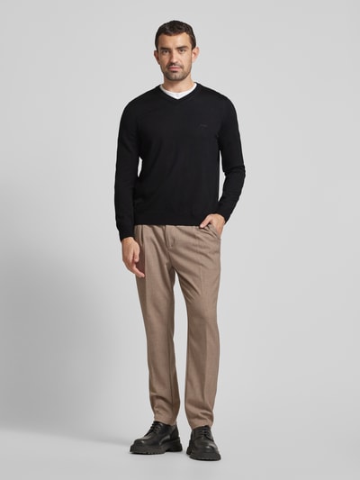 Peek & Cloppenburg BOSSStrickpullover aus Schurwolle Modell 'Baram' in black