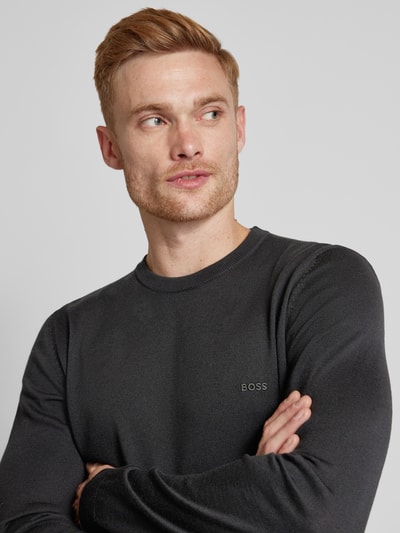 Peek & Cloppenburg BOSSStrickpullover Aus Schurwolle Modell 'Botto' In Black