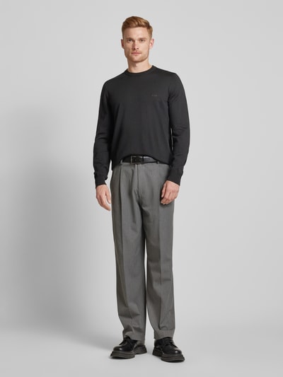 Peek & Cloppenburg BOSSStrickpullover aus Schurwolle Modell 'Botto' in black