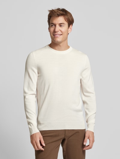 Peek & Cloppenburg BOSSStrickpullover Aus Schurwolle Modell 'Botto' In Offwhite