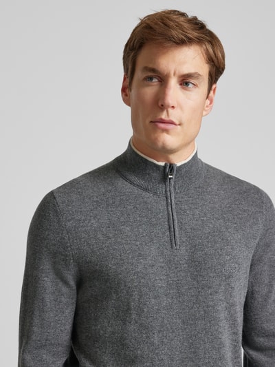 Peek & Cloppenburg BOSSStrickpullover Mit Stehkragen Modell 'Emarlo' In Mittelgrau