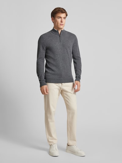 Peek & Cloppenburg BOSSStrickpullover mit Stehkragen Modell 'Emarlo' in mittelgrau
