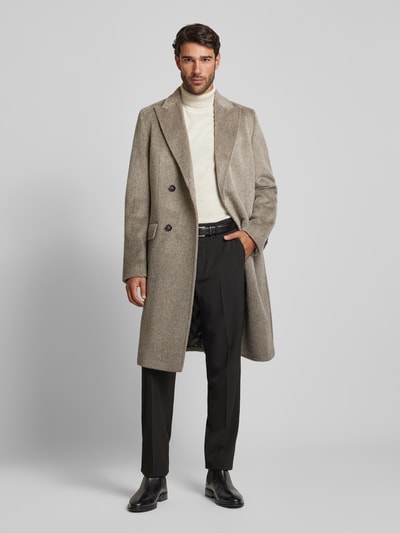Peek & Cloppenburg BOSSWollmantel mit Reverskragen Modell 'Hyde' in taupe