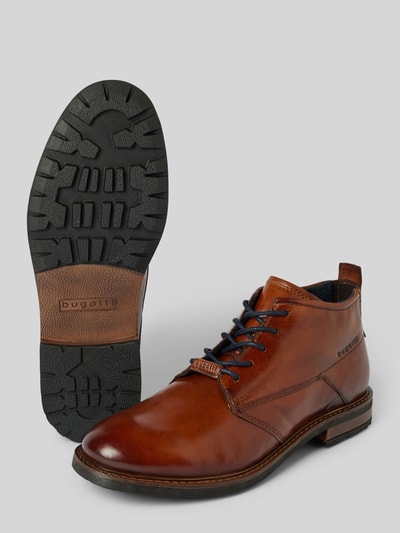 Peek & Cloppenburg BugattiDerby-Schuhe Aus Leder Mit Label-Print Modell 'Lobo' In Cognac