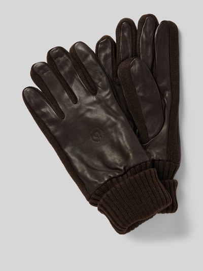 Peek & Cloppenburg bugattiLederhandschuhe mit Label-Detail in dunkelbraun