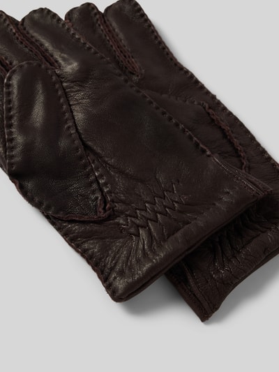 Peek & Cloppenburg BugattiLederhandschuhe Mit Ziernähten In Dunkelbraun