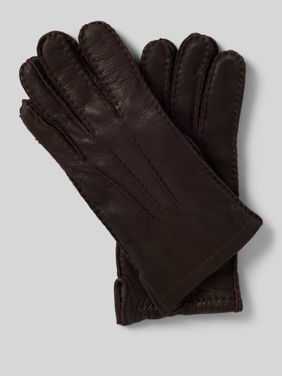 Peek & Cloppenburg bugattiLederhandschuhe mit Ziernähten in dunkelbraun