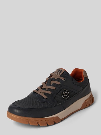 Peek & Cloppenburg bugattiLedersneaker mit Label-Applikation Modell 'Irish' in dunkelblau