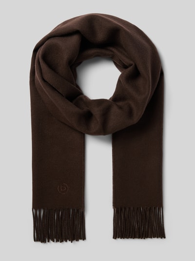 Peek & Cloppenburg bugattiSchal aus Schurwolle mit Label-Stitching in dunkelbraun