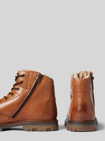 Peek & Cloppenburg BugattiSchnürboots Aus Leder Mit Label-Patch Modell 'Medro' In Cognac
