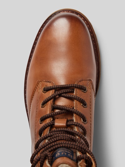 Peek & Cloppenburg BugattiSchnürboots Aus Leder Mit Label-Patch Modell 'Medro' In Cognac