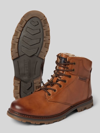 Peek & Cloppenburg BugattiSchnürboots Aus Leder Mit Label-Patch Modell 'Medro' In Cognac