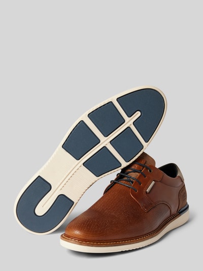 Peek & Cloppenburg BULLBOXERLederschnürschuhe Mit Strukturmuster Modell 'FLIN' In Cognac