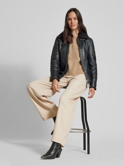 Peek & Cloppenburg CabriniLederjacke aus Lammnappa mit Umlegekragen in black