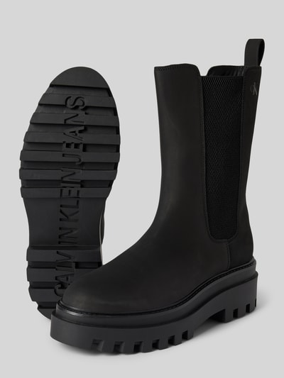 Peek & Cloppenburg Calvin Klein JeansBoots Aus Leder Mit Elastischen Einsätzen In Black