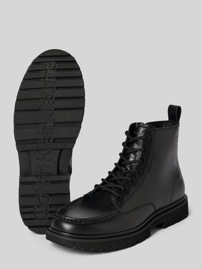 Peek & Cloppenburg Calvin Klein JeansBoots Aus Leder Mit Schnürung Und Reißverschluss In Black