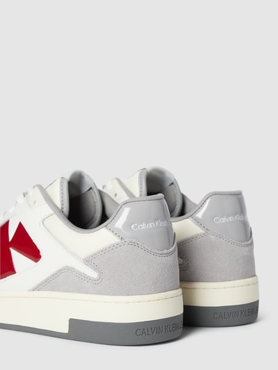 Peek & Cloppenburg Calvin Klein JeansLedersneaker Mit Kontrastbesatz In Hellgrau