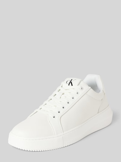 Peek & Cloppenburg Calvin Klein JeansLedersneaker mit Label-Print Modell 'CHUNKY CUPSOLE CLEANLOW' in weiss