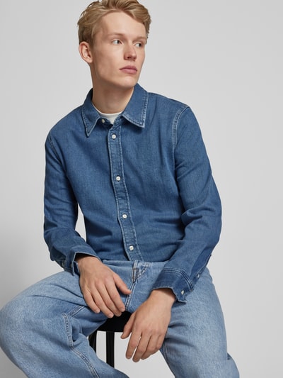 Peek & Cloppenburg Calvin Klein JeansSlim Fit Jeanshemd Mit Kentkragen In Blau