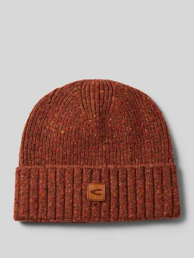 Peek & Cloppenburg camel activeBeanie aus Woll-Mix mit Label-Patch in rot melange