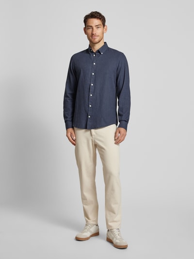 Peek & Cloppenburg Casual FridayRegular Fit Freizeithemd mit Button-Down-Kragen Modell 'ANTON' in marine melange