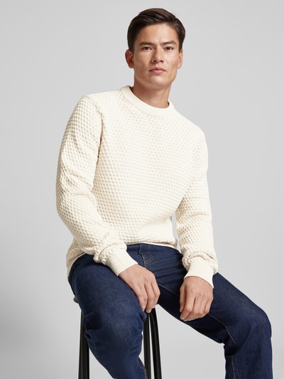 Peek & Cloppenburg Casual FridayStrickpullover Mit Strukturmuster Modell 'Karl' In Beige