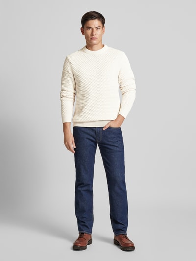 Peek & Cloppenburg Casual FridayStrickpullover mit Strukturmuster Modell 'Karl' in beige