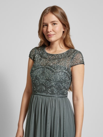 Peek & Cloppenburg Christian Berg CocktailAbendkleid Mit Pailletten- Und Ziersteinbesatz In Mittelgrau