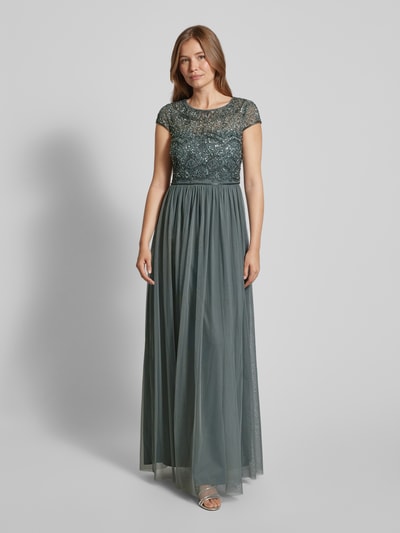 Peek & Cloppenburg Christian Berg CocktailAbendkleid Mit Pailletten- Und Ziersteinbesatz In Mittelgrau