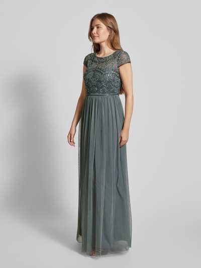 Peek & Cloppenburg Christian Berg CocktailAbendkleid mit Pailletten- und Ziersteinbesatz in mittelgrau