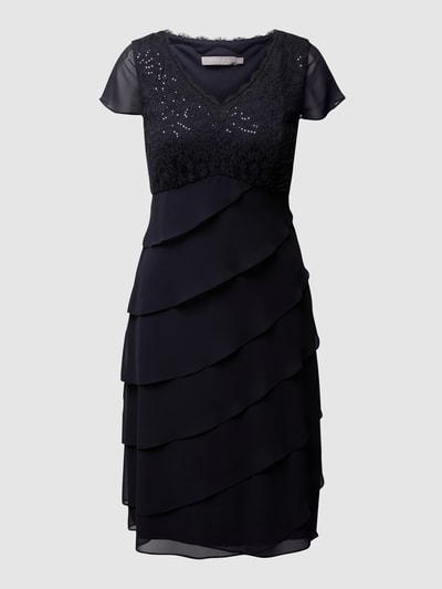 Peek & Cloppenburg Christian Berg CocktailCocktailkleid Aus Spitze Und Chiffon In Marine Melange