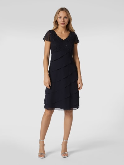 Peek & Cloppenburg Christian Berg CocktailCocktailkleid aus Spitze und Chiffon in marine melange