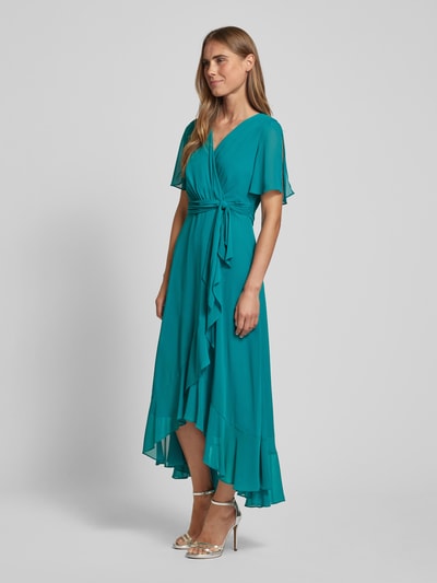 Peek & Cloppenburg Christian Berg CocktailKnielanges Cocktailkleid mit Volantsaum in grass mel