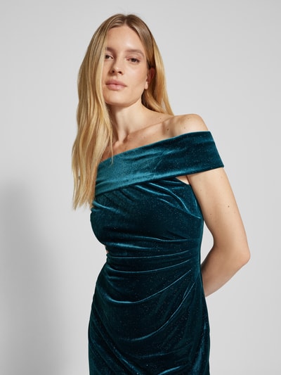 Peek & Cloppenburg Christian Berg CocktailOff-Shoulder-Kleid Mit Seitlicher Raffung In Dunkelgruen Melange